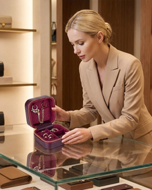 Amanda Leather Jewelry Box, Medium
